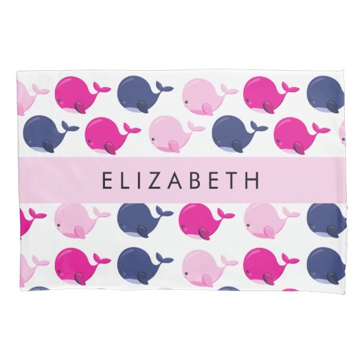 Leuke walvissen, Patroon van walvissen, Jouw naam Kussensloop (Voorkant)