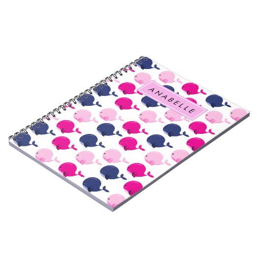 Leuke walvissen, Patroon van walvissen, Jouw naam Notitieboek (Linkerzijde)