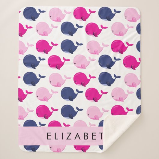 Leuke walvissen, Patroon van walvissen, Jouw naam Sherpa Deken (Voorkant)