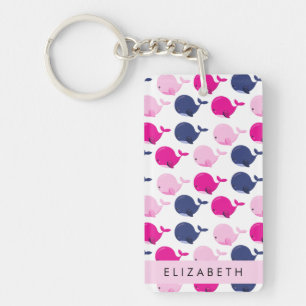 Leuke walvissen, Patroon van walvissen, Jouw naam Sleutelhanger