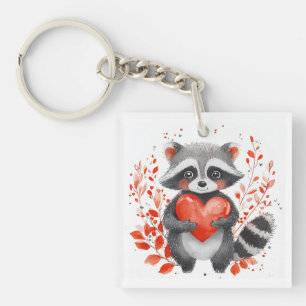 Leuke wasbeer met hart voor Valentijnsdag Sleutelhanger