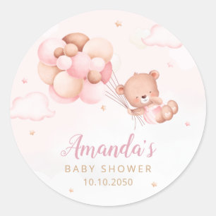 Leuke Waterverf Boho Teddy Bear Meisje baby shower Ronde Sticker