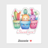 Leuke Waterverf Cactus Pink Bedankt Custom Cut Sticker (Vel)