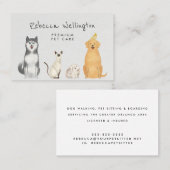 Leuke Waterverf Cat Dog Bunny Pet Sitter Walker Visitekaartje (Voorkant / Achterkant)