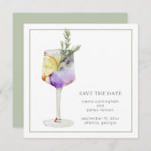 Leuke Waterverf Cocktail bruiloft Save The Date (Voorkant / Achterkant)