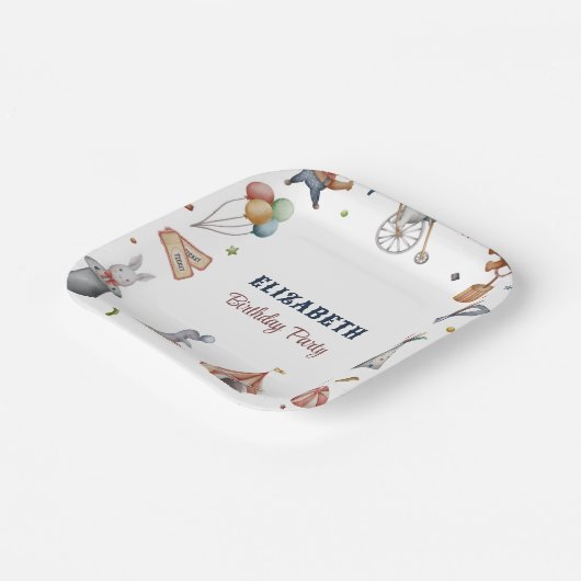 Leuke Waterverf Dieren Parade Kids Verjaardagsfees Papieren Bordje (Gebogen)