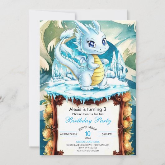 Leuke Waterverf Dragon Birthday Kaart (Voorkant)