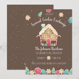 Leuke Waterverf Gingerbread Holiday Cookie Exchang Kaart