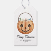 Leuke Waterverf Jack-O-Lantern Halloween Cadeaulabel (Voorkant)