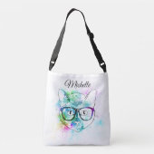 Leuke waterverf Kleurrijke Cat Art Design Custom Crossbody Tas (Achterkant)