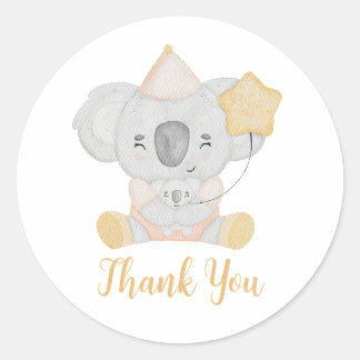 Leuke Waterverf Koala Baby shower Party Dank u Ronde Sticker