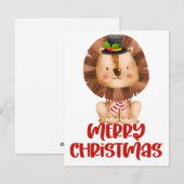 Leuke waterverf Leeuw Kerstkaart (Voorkant / Achterkant)
