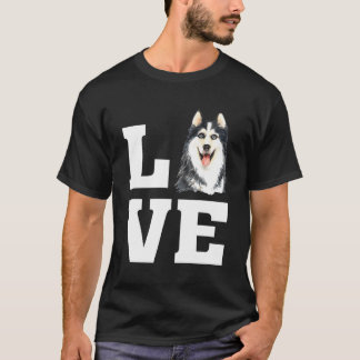 Leuke Waterverf Liefde Siberische Husky Illustrati T-shirt