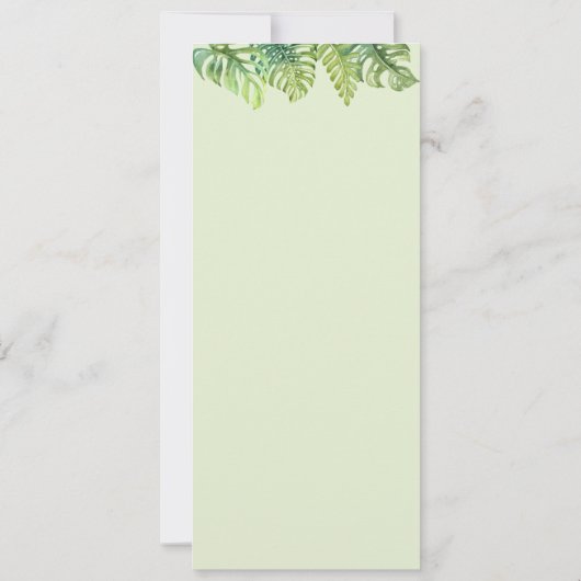 Leuke Waterverf luiaard & tropische bladeren Menu Kaart (Achterkant)