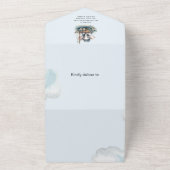 Leuke Waterverf Olifant nautische thema baby showe All In One Uitnodiging (Buitenkant)