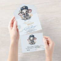 Leuke Waterverf Olifant nautische thema baby showe
