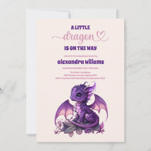 Leuke Waterverf Paarse Dragon Baby shower Kaart