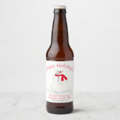 Leuke Waterverf Prettige feestdagen Snowman Bier Etiket (Voorkant)