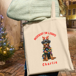 Leuke Waterverf Rottweiler Kerstverlichting Hond Tote Bag