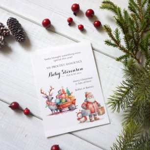 Leuke waterverf santa zwangerschapsaankondiging feestdagenkaart