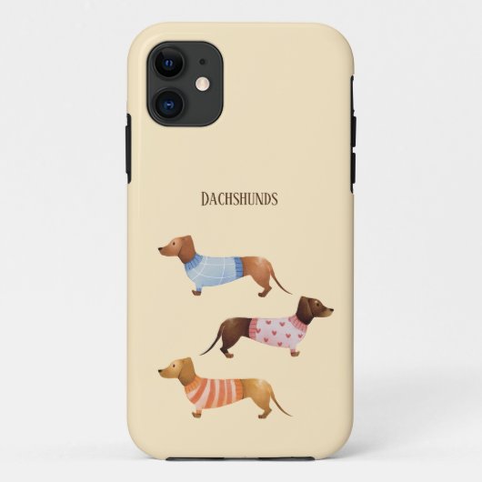 Leuke waterverf teckels met tekst Case-Mate iPhone case (Achterkant)