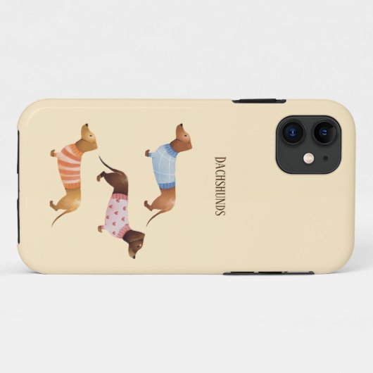 Leuke waterverf teckels met tekst Case-Mate iPhone case (Achterkant (horizontaal))