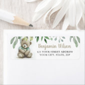 Leuke Waterverf Teddy Bear Groen Bladblad Etiket (Insitu)