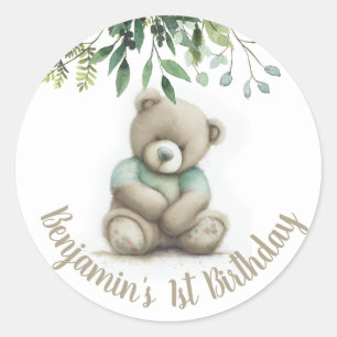 Leuke Waterverf teddybeer verlaat elke leeftijd ve Ronde Sticker
