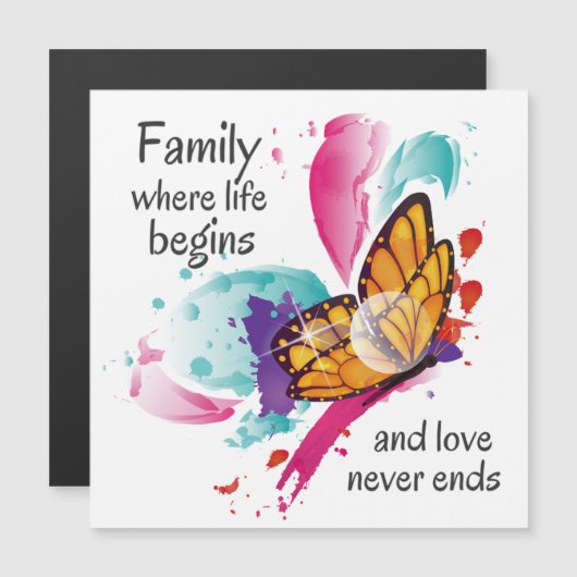 Leuke Waterverf Vlinder Familie Leven Quote (Voorkant / Achterkant)