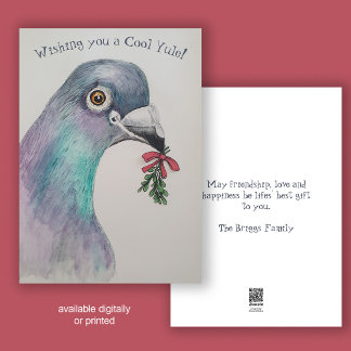 Leuke Waterverf Vogelkerst Feestdagenkaart