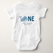 Leuke Waterverf walvis met baby's naam & datum Bab Romper (Achterkant)