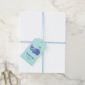 Leuke Waterverf Whale Party Pet Cadeaulabel (Met Touw)