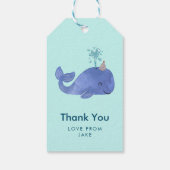 Leuke Waterverf Whale Party Pet Cadeaulabel (Achterkant)