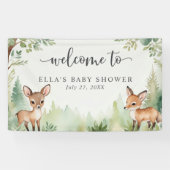 Leuke Waterverf Woodland Dieren Baby shower Spandoek (Horizontaal)