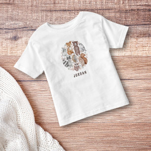Leuke Waterverf Woodland Dieren Naam Kinder Shirts