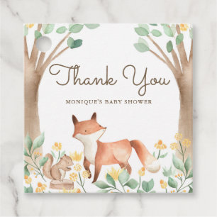 Leuke Waterverf Woodland Fox Baby shower Dank u Bedankjes Labels