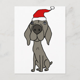 Leuke Weimaraner Dog in Santa Hat Kerst Cartoon Feestdagenkaart