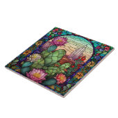 Leuke westerne cactus liefhebbers gebrandschilderd tegeltje (Zijkant)