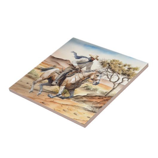 Leuke Westerne cowboywoestijn Tegeltje (Zijkant)