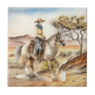 Leuke Westerne cowgirl woestijn Tegeltje