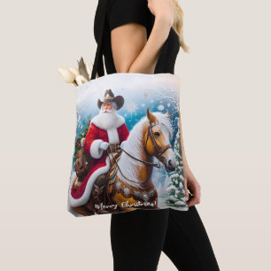 Leuke Westerne kerstman Draagtas
