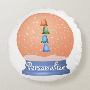 Leuke wezens sneeuw wereldbol rond kussen