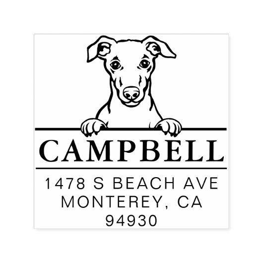 Leuke Whippet Custom Dog Address Stamp Zelfinktende Stempel (Design)