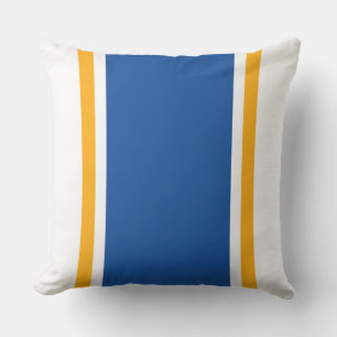 Leuke Wide Diep Blauw Geel Wit Racing Stripes Buitenkussen