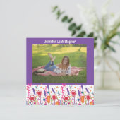 Leuke Wildflower Kleurrijke Afstuderen Aangepaste  Kaart (Staand voorkant)