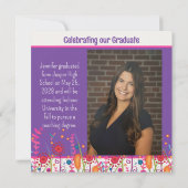 Leuke Wildflower Kleurrijke Afstuderen Aangepaste  Kaart (Achterkant)