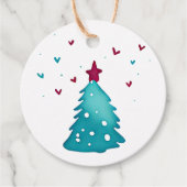 Leuke Winter Kerstbomen Sneeuwbos Waterverf Bedankjes Labels (Voorkant)