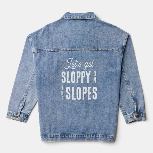 Leuke winter ski snowboard vrijgezellenfeest denim jacket (Achterkant)