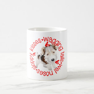Leuke Wire Fox Terrier hond, slordige kusjes Koffiemok