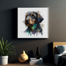 Leuke Wire-Haired Dachshund Puppy Waterverf Kunst